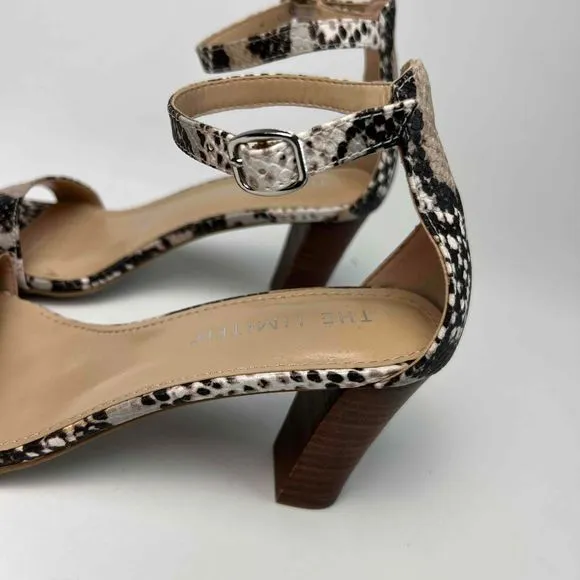 The Limited Size 6.5M Chunky Heel Snake Boa Reptile Print Ankle Strap Shoes