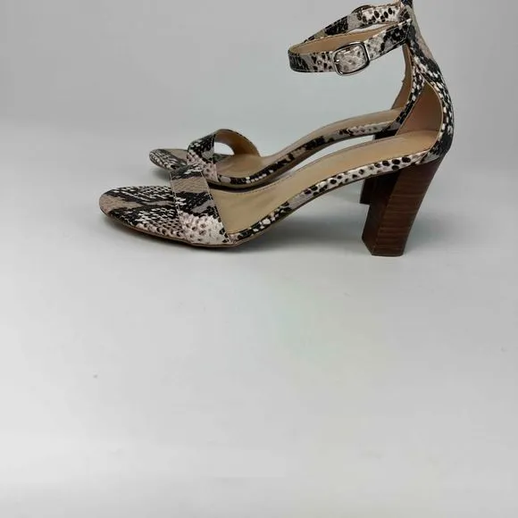 The Limited Size 6.5M Chunky Heel Snake Boa Reptile Print Ankle Strap Shoes