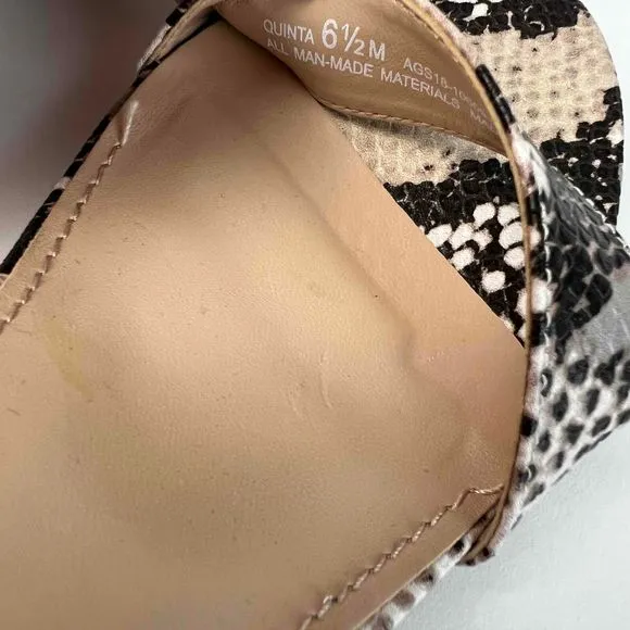 The Limited Size 6.5M Chunky Heel Snake Boa Reptile Print Ankle Strap Shoes