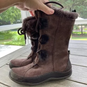 The North Face Abby II Brown Suede Leather Winter Boots Womens Size 9
