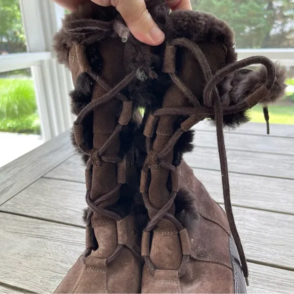 The North Face Abby II Brown Suede Leather Winter Boots Womens Size 9