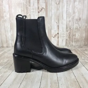 Thursday Everyday Black Leather Chelsea Boots Lug Heel Ankle Booties 8.5