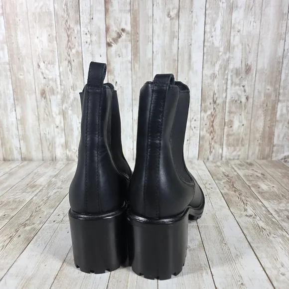 Thursday Everyday Black Leather Chelsea Boots Lug Heel Ankle Booties 8.5