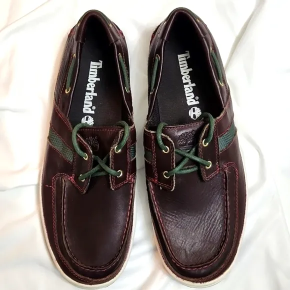 Timberland Classic 2 Eyed Brown and Green Leather Boat Shoes (m size 10.5)