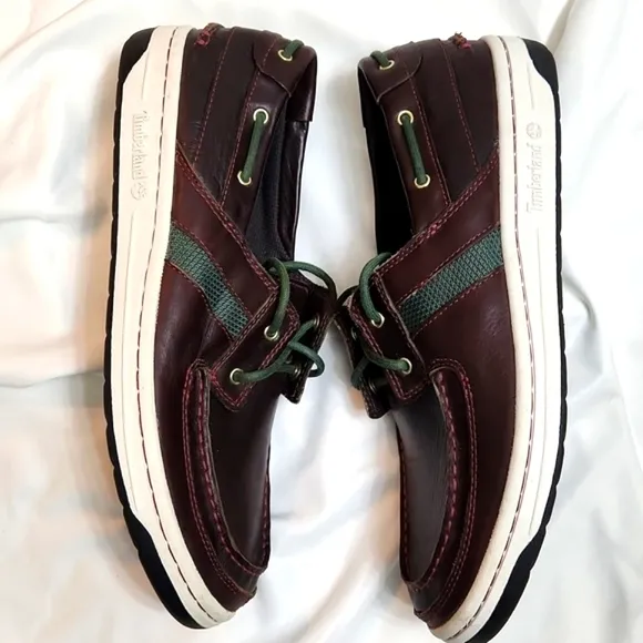 Timberland Classic 2 Eyed Brown and Green Leather Boat Shoes (m size 10.5)