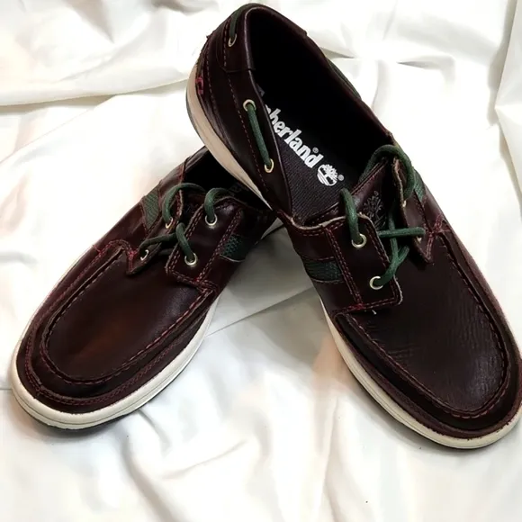 Timberland Classic 2 Eyed Brown and Green Leather Boat Shoes (m size 10.5)