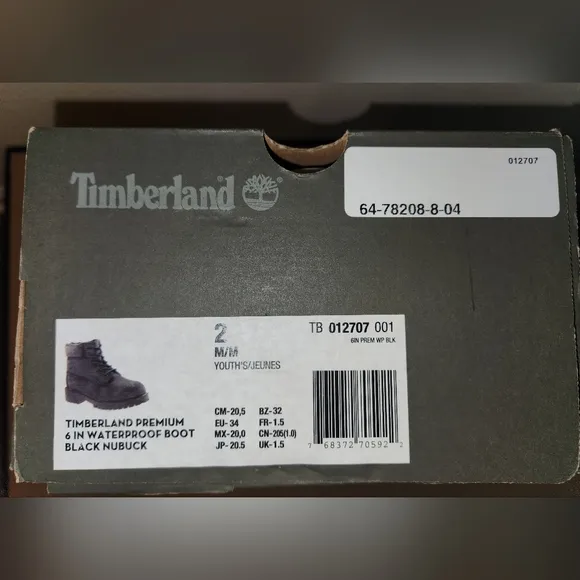 Timberland Kid Boots Black  Size 2