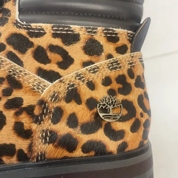 Timberland London Square Cheetah PrintCalf Hair Chunky‎ Combat Boots, C 340