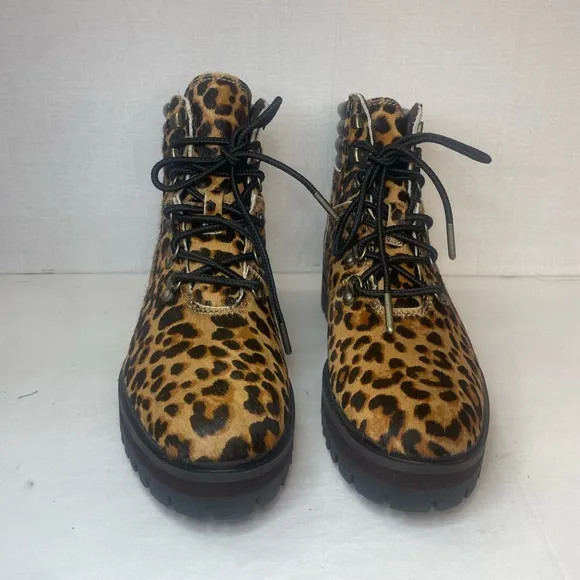 Timberland London Square Cheetah PrintCalf Hair Chunky‎ Combat Boots, C 340