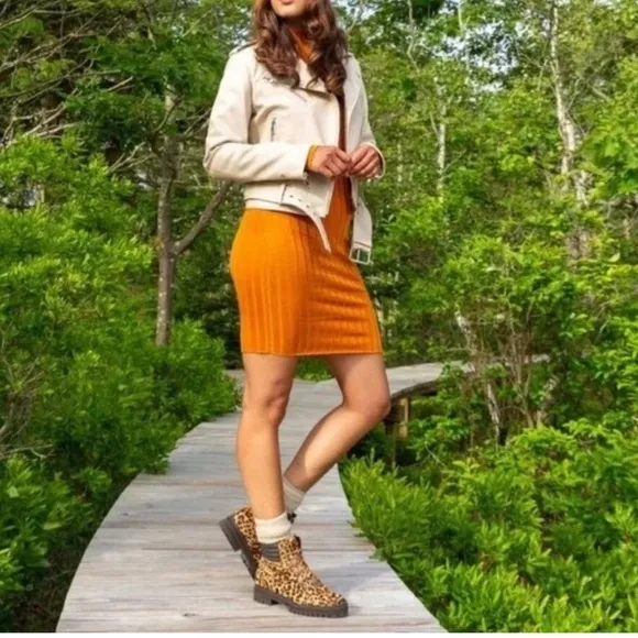 Timberland London Square Cheetah PrintCalf Hair Chunky‎ Combat Boots, C 340