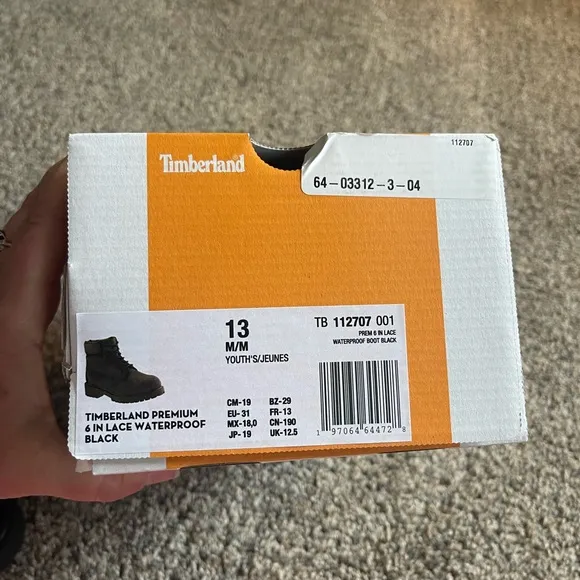 Timberland Youth Black Boots - Size 13