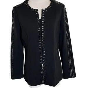 Todd &amp; Olivia Size 10 Black Knit Jacket Rhinestones Old Money Quiet Luxury