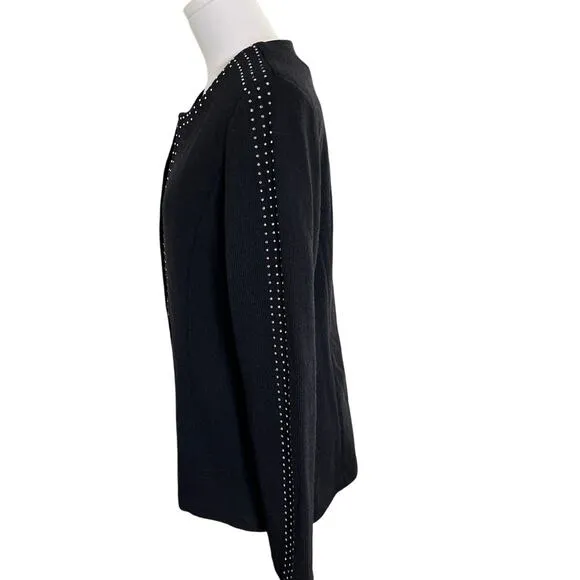 Todd &amp; Olivia Size 10 Black Knit Jacket Rhinestones Old Money Quiet Luxury