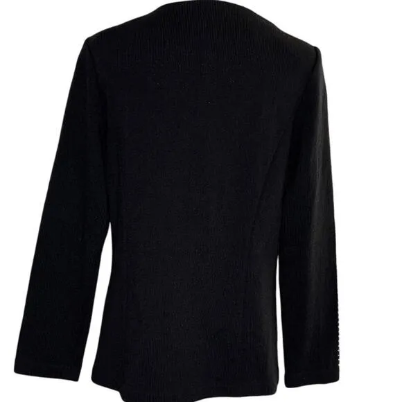 Todd &amp; Olivia Size 10 Black Knit Jacket Rhinestones Old Money Quiet Luxury