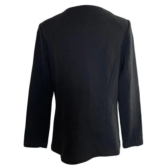 Todd &amp; Olivia Size 10 Black Knit Jacket Rhinestones Old Money Quiet Luxury