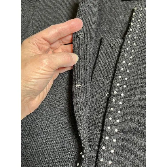 Todd &amp; Olivia Size 10 Black Knit Jacket Rhinestones Old Money Quiet Luxury