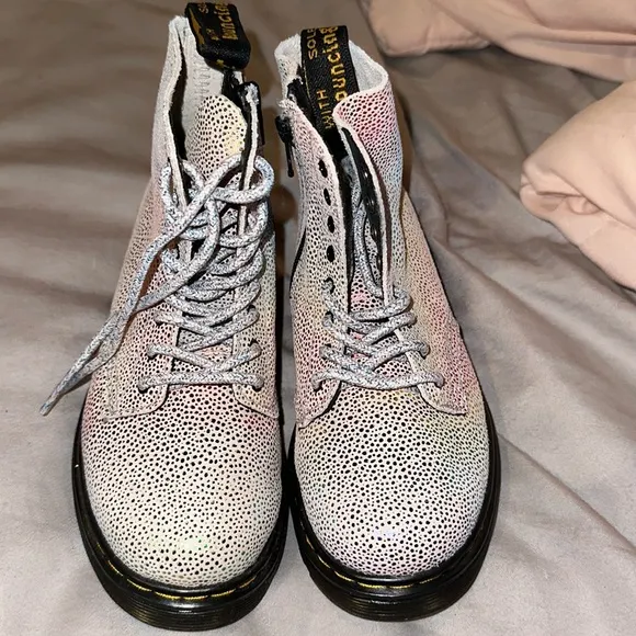 Toddler Dr martens pale iridescent boots