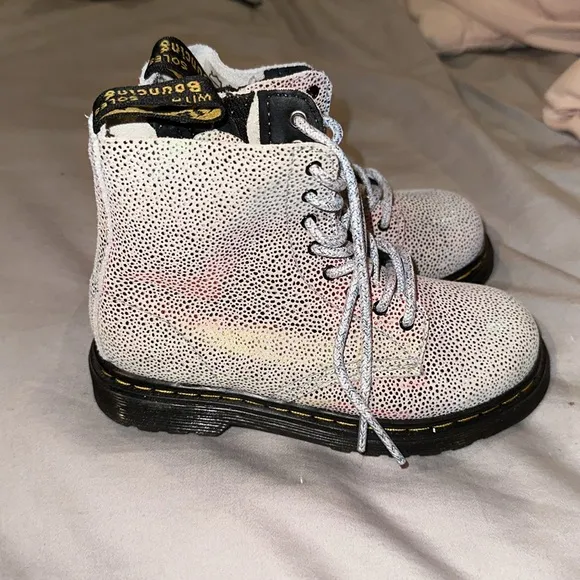 Toddler Dr martens pale iridescent boots