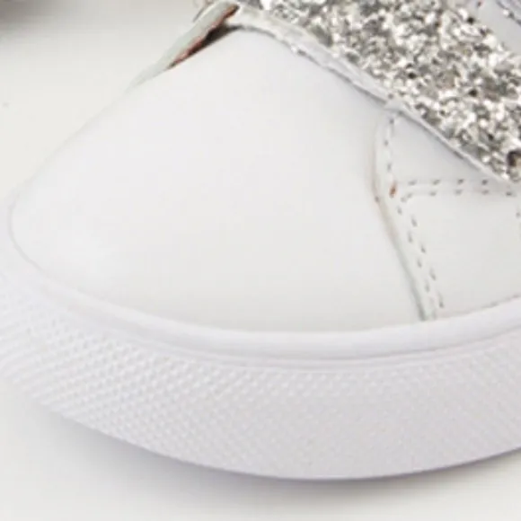 Toddler Girls Silver Glitter Velcro Sneakers