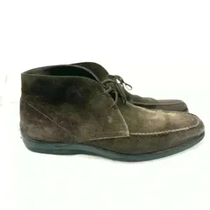 Tods Brown Leather Casual Lace Up Chukka Driving Ankle Boots Shoes Men's 10
