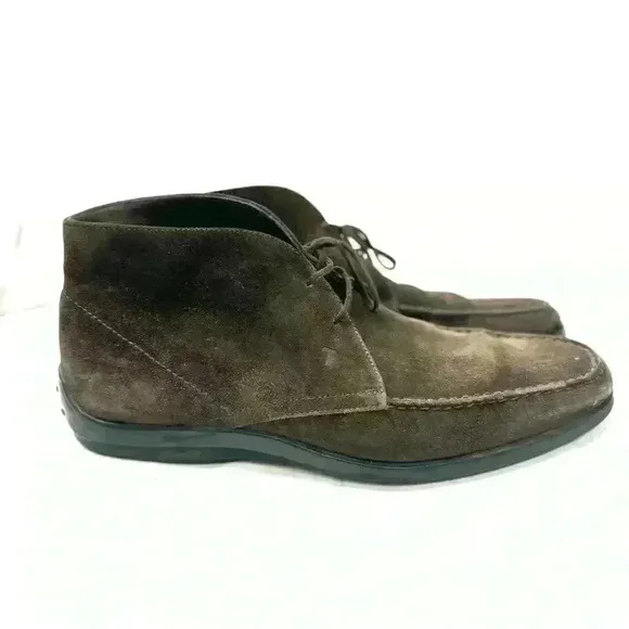 Tods Brown Leather Casual Lace Up Chukka Driving Ankle Boots Shoes Men's 10