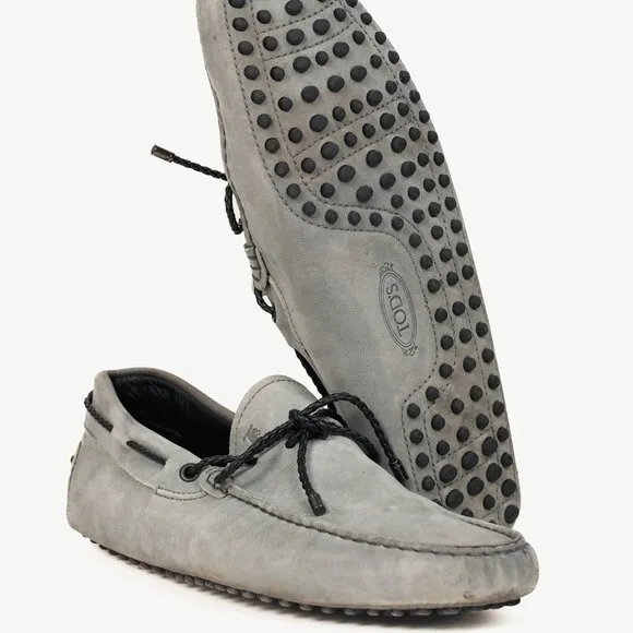 Tod's Gommino Blue Nubuck Leather Driving Shoes