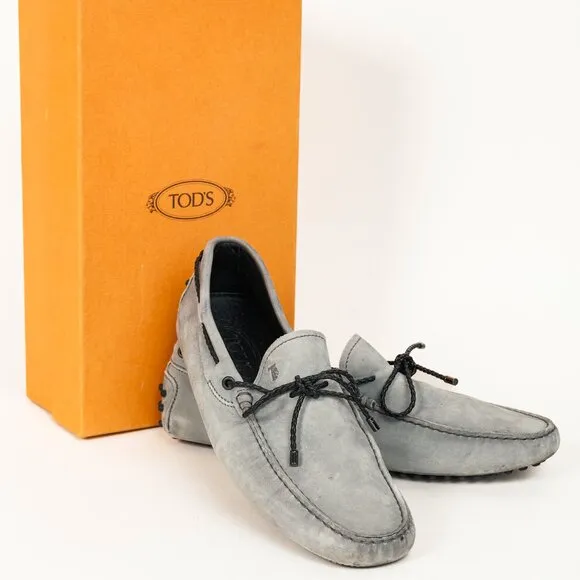 Tod's Gommino Blue Nubuck Leather Driving Shoes