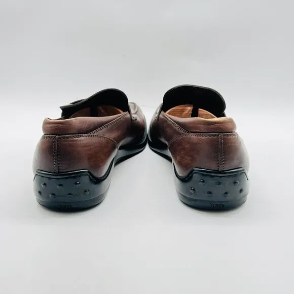 Tods Shoes Mens UK 10.5 US 12 Brown Leather Driving Loafer Casual Luxury Italian