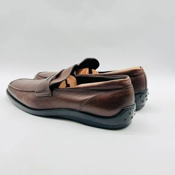 Tods Shoes Mens UK 10.5 US 12 Brown Leather Driving Loafer Casual Luxury Italian