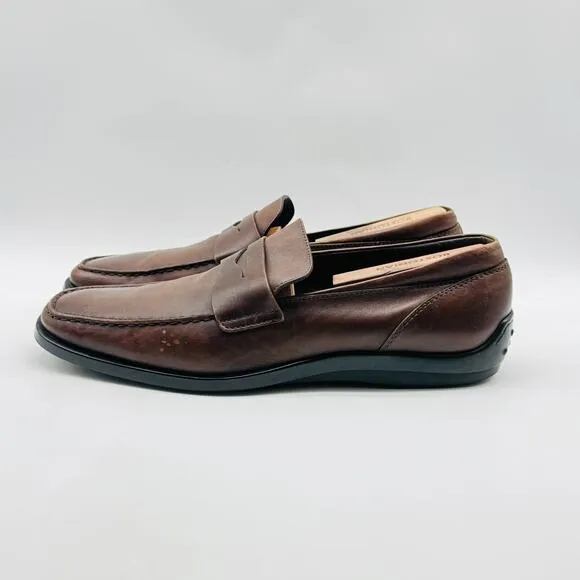 Tods Shoes Mens UK 10.5 US 12 Brown Leather Driving Loafer Casual Luxury Italian