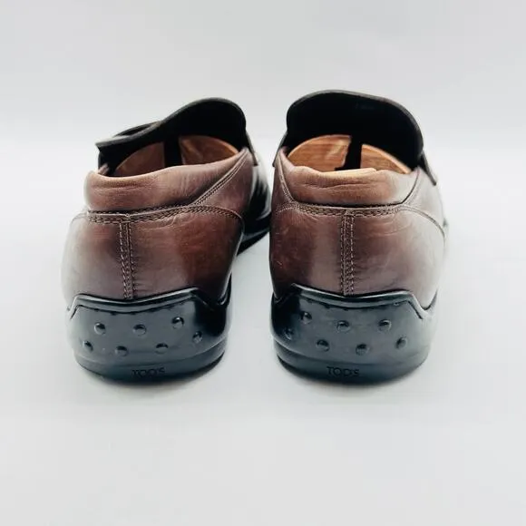 Tods Shoes Mens UK 10.5 US 12 Brown Leather Driving Loafer Casual Luxury Italian