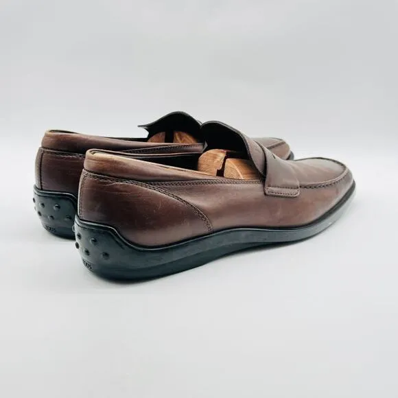 Tods Shoes Mens UK 10.5 US 12 Brown Leather Driving Loafer Casual Luxury Italian