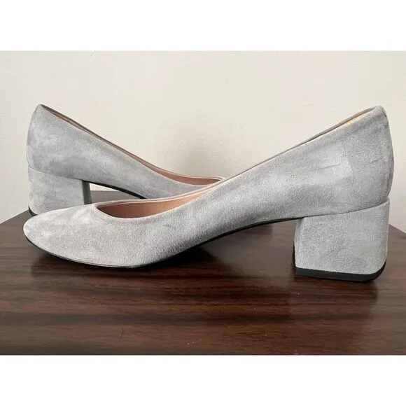 Tod's Womens Gray Suede  Leather Block Heels Pumps Shoes EU 39.5 US 9.5 Luxury