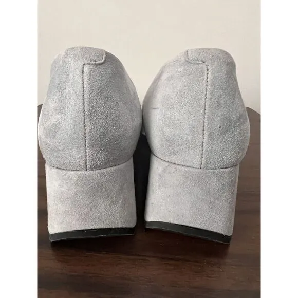 Tod's Womens Gray Suede  Leather Block Heels Pumps Shoes EU 39.5 US 9.5 Luxury