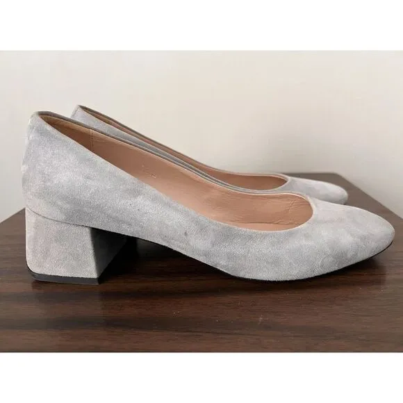 Tod's Womens Gray Suede  Leather Block Heels Pumps Shoes EU 39.5 US 9.5 Luxury