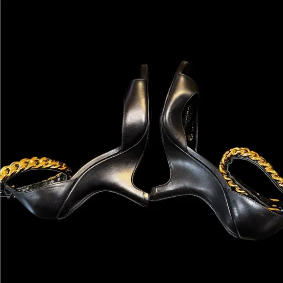 TOM FORD Iconic Chain Cuff Wedge Sandals Size 37.5 /US 7.5