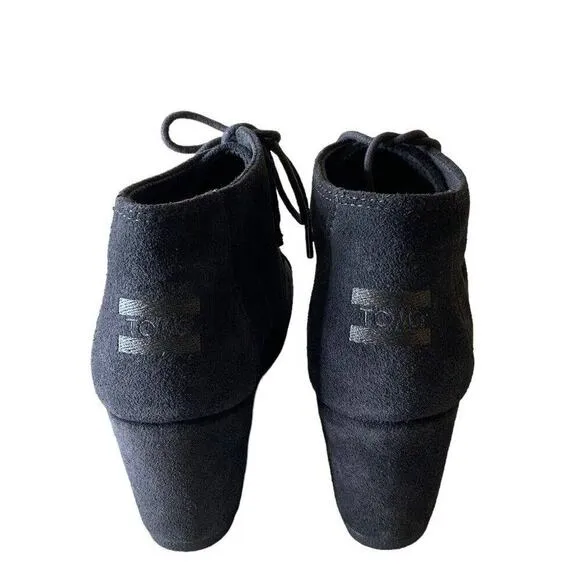TOMS Kala Forged Iron Grey Suede Shoes Womens Size 9 Wedge Bootie