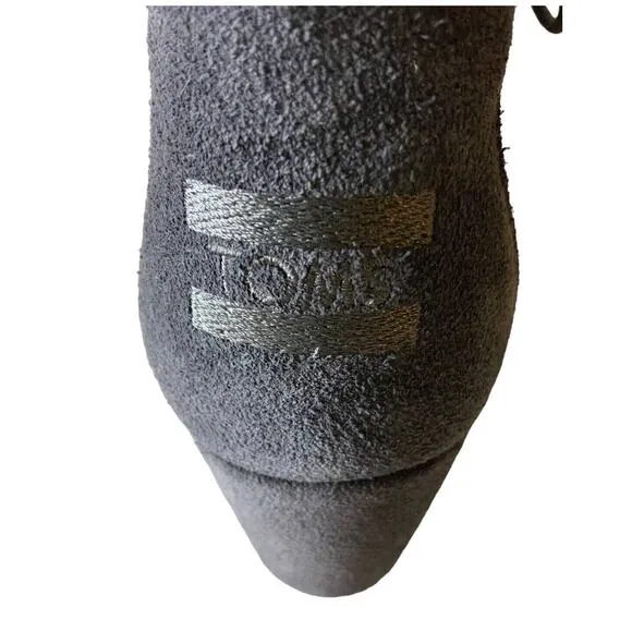 TOMS Kala Forged Iron Grey Suede Shoes Womens Size 9 Wedge Bootie
