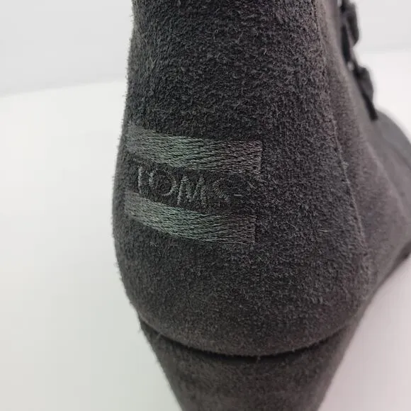 Toms Kala Womens Size 9 Gray Suede Lace Up Wedge Ankle Bootie Shoes 10012957