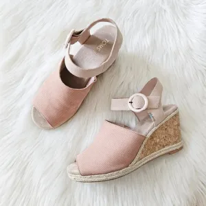 Toms Spanish Villa Perforated Nubuck Suede Women's Tropez Wedges Shoes Sz 8.5