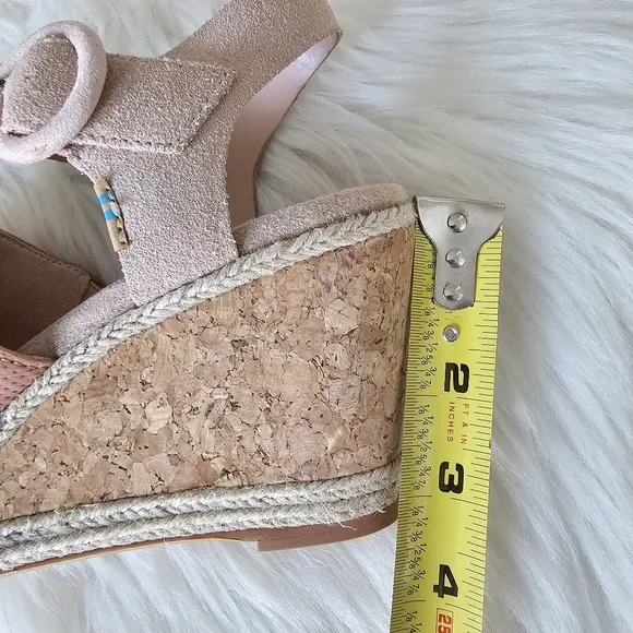 Toms Spanish Villa Perforated Nubuck Suede Women's Tropez Wedges Shoes Sz 8.5