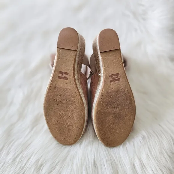 Toms Spanish Villa Perforated Nubuck Suede Women's Tropez Wedges Shoes Sz 8.5