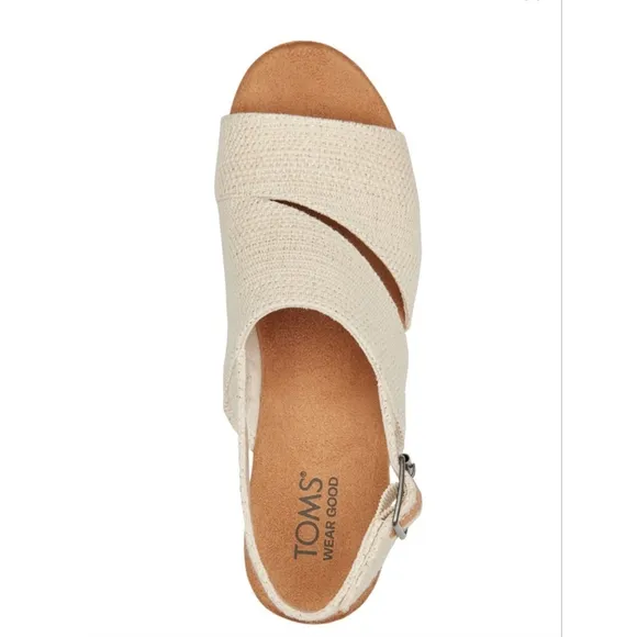 TOMS Women's laudine Slingback Cork Wedge Platform Sandals SIZE 6 NWOT