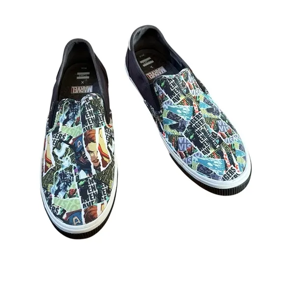 TOMS X MARVEL AVENGER BAJA SLIP ON CANVAS SHOES SIZE 14