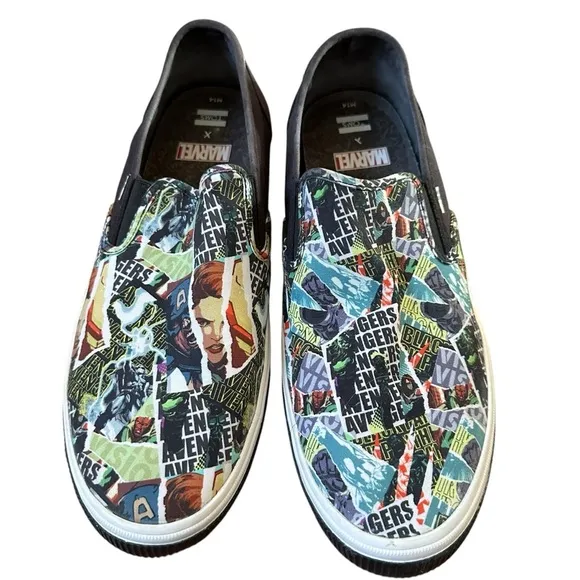 TOMS X MARVEL AVENGER BAJA SLIP ON CANVAS SHOES SIZE 14