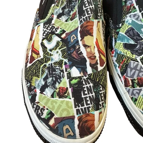 TOMS X MARVEL AVENGER BAJA SLIP ON CANVAS SHOES SIZE 14