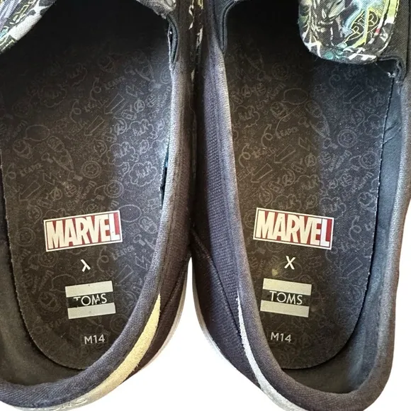 TOMS X MARVEL AVENGER BAJA SLIP ON CANVAS SHOES SIZE 14
