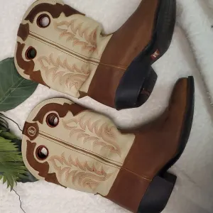 Tony Lama Boots Rojo Brindle LL400  Kids Size 4D brown and tan Cowboy western