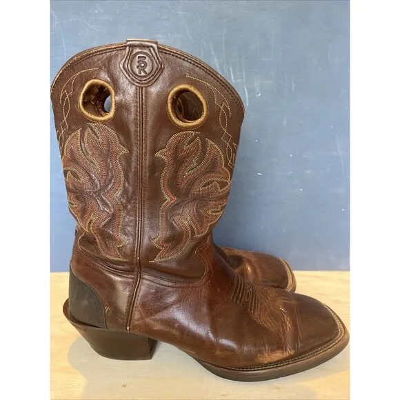 Tony Lama Mens Boots Size 10.5 EE Western Boots Cowboy Brown Embroidered  RR9009