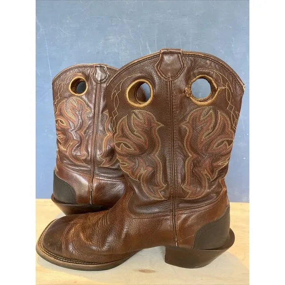 Tony Lama Mens Boots Size 10.5 EE Western Boots Cowboy Brown Embroidered  RR9009
